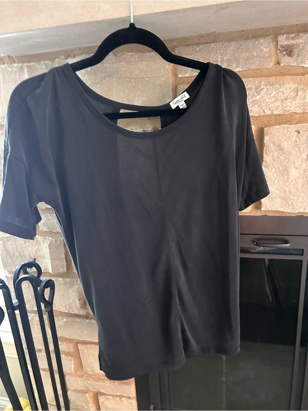 Splendid Black Short Sleeve Scoop Neck Top